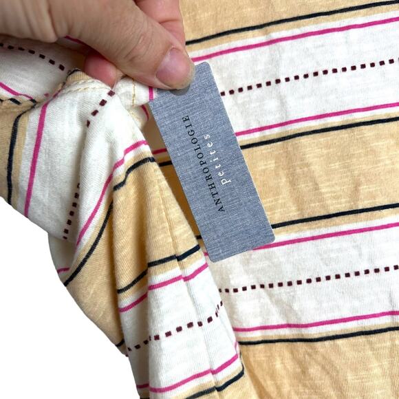 Anthropologie NWT Pilcro Yellow Striped Ruffle-Sleeve T-shirt - Picture 5 of 7